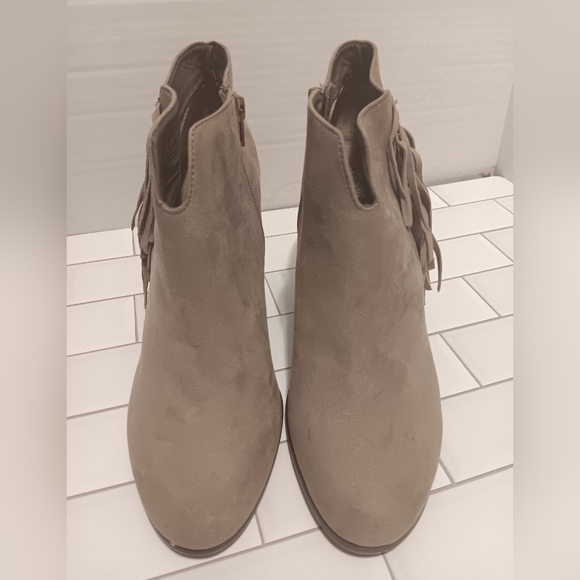 Carlos Santana Tempe Fringe Heel Boties Leather Upper Sz10M Gray Women - Picture 4 of 11